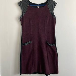 Textured colour block sleeveless black dress knit dress shift dress